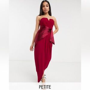 TFNC Petite Bridesmaid bandeau midi wrap dress